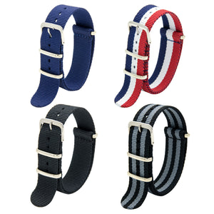 CIVO NATO Strap 4 Packs 18mm 20mm 22mm Premium Ballistic Nylon Watch Bands Zulu Style with Stainless Steel Buckle for Men Women