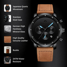 Laden Sie das Bild in den Galerie-Viewer, 8021M | Quarz-Herrenuhr | Lederarmband