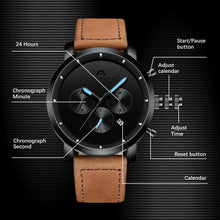 Laden Sie das Bild in den Galerie-Viewer, 8021M | Quarz-Herrenuhr | Lederarmband